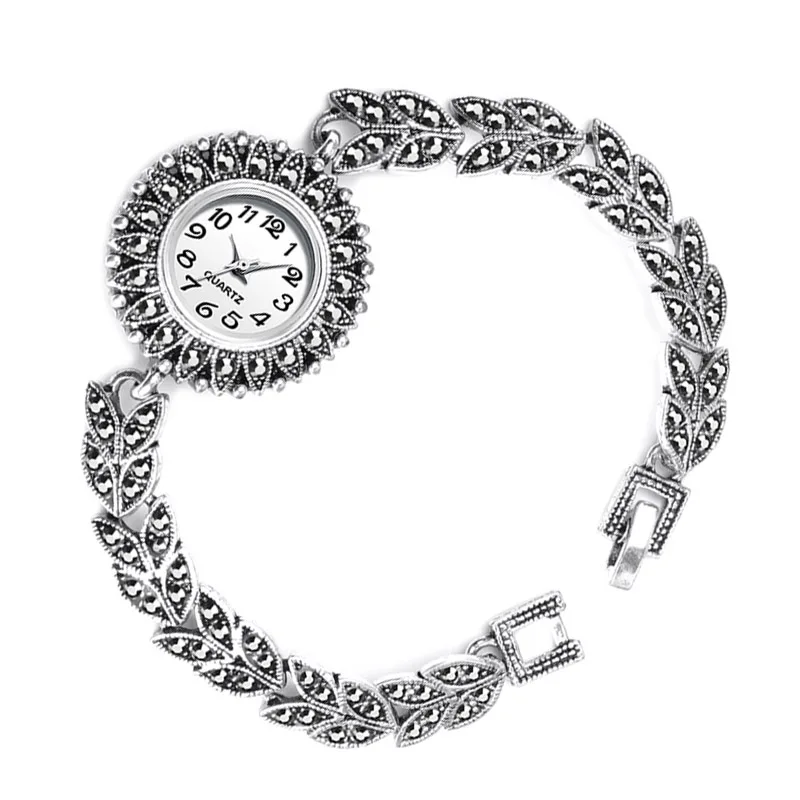 

Hot Sale Antique Silver Bracelet Watch Women Watches Luxury Crystal Jewelry Quartz Wristwatches Ladies Dress Clock Montre Femme