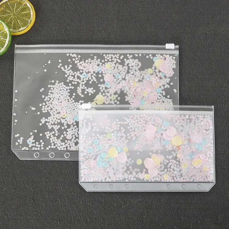 

A5 loose-leaf notebook storage bag A6 6-hole frosted PVC loose-leaf replacement zipper bag bill card bag