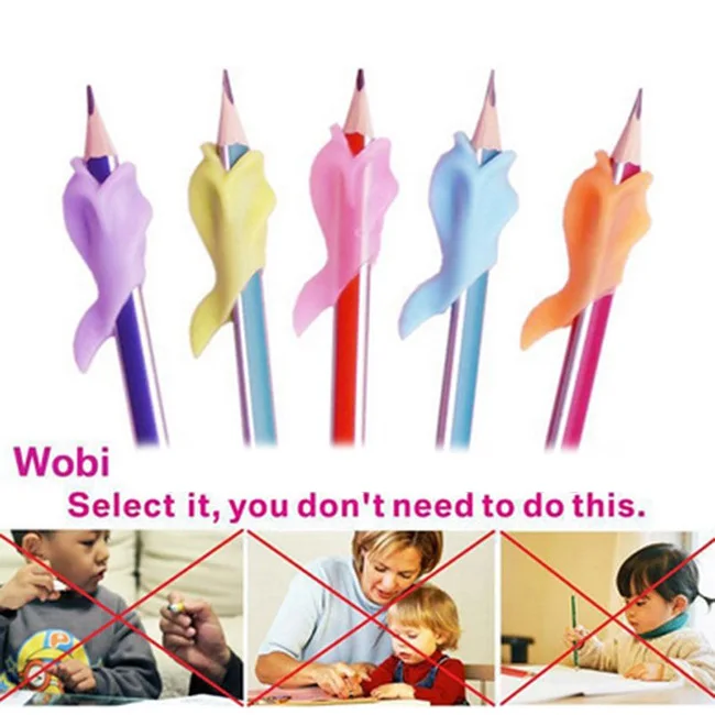 

5 Pcs Silicon Dolphin Fish Style Writing Posture Wobi Correction Children Students Pencil Pen Holder TP899