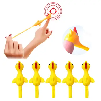 

5pcs Funny Chicken Shape Stretchy Slingshot Finger Fling Joke Toys Party Props Kids Educational Toys for Children Gifts