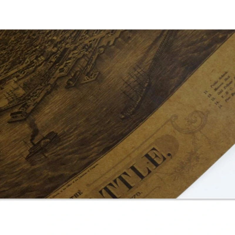 Винтажный Классический древний город Сиэтл аэрофотосъемка карта Ретро плакат