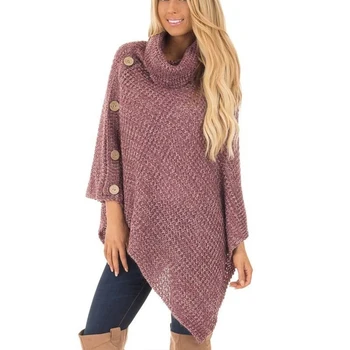 

Sweater Woman Winter 2019 Knit Sleeveless High Collar Button Hem Irregular Sweater Women Blusas De Inverno Feminina Pullover