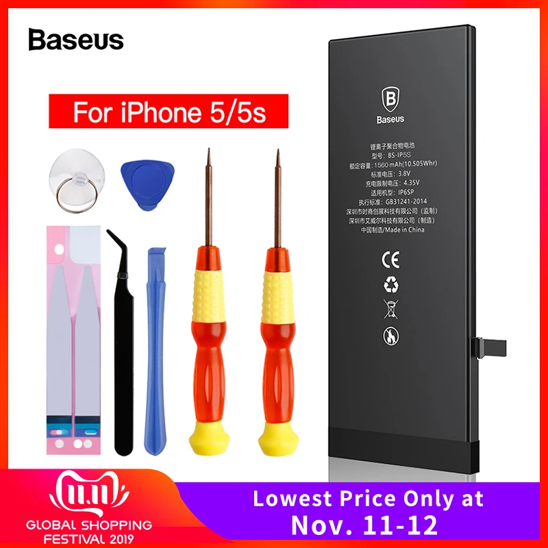 Billig Baseus Handy Batterie Für iPhone 5 s 5 s 5c Ursprünglichen Batterie Reale Kapazität 1560mAh 1440mAh Ersatz bateria Für iPhone5