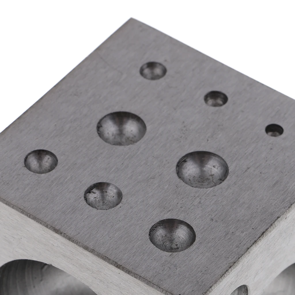 18 Round Cavities Metal Forming Dapping Doming Jewelry Dapping Tools Size 2 - 38mm Goldsmithing Tools Square Dapping Block