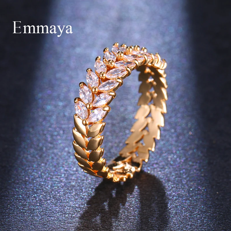 Emmaya, Новое поступление, полукруглый, с двойным кубическим цирконием, очаровательное кольцо, цветные ювелирные изделия для дам, модный тренд в этом сезоне - Цвет основного камня: 18k Gold
