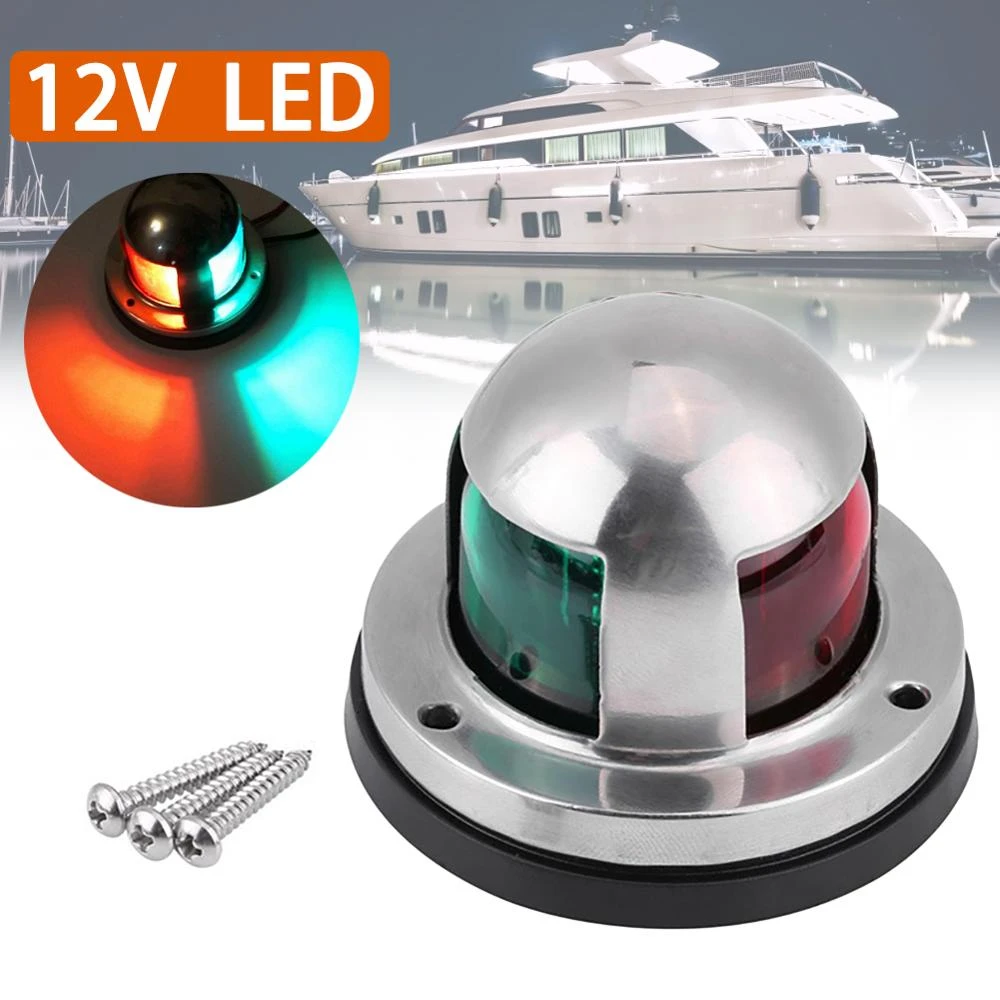 1pc LED Marine Bow Boat Yacht Navigation Green Red Light 12V Stainless Steel 