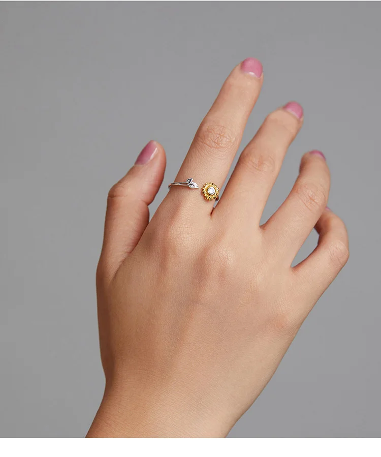 Vibrant Sunflower Ring on hand