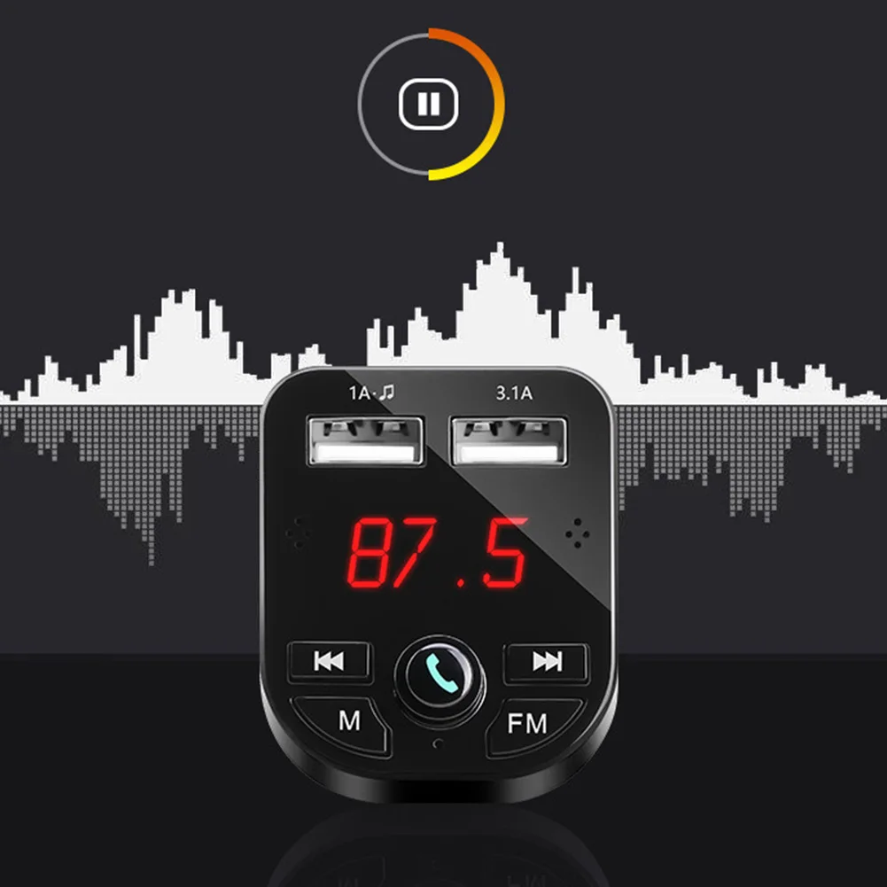 Fm-передатчик MP3 плеер Handsfree TF карта ЖК-дисплей Музыкальный беспроводной радио адаптер Быстрая зарядка Универсальный автомобильный комплект портативный