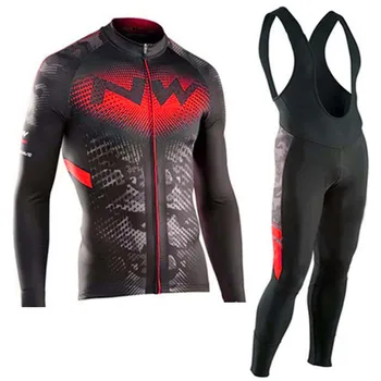 

NW 2019 Spring Autumn long sleeve Mountain Bike Cycling Jersey Set Quick Dry Cycling Clothing Maillot Ropa Ciclismo Hombre C25