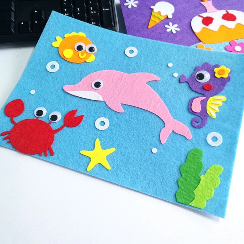 Sz паровой Детский мультфильм DIY стикер игрушки нетканый Войлок коллаж милый лебедь лягушка утка Ремесло Украшение стикер s образовательный подарок - Цвет: ocean