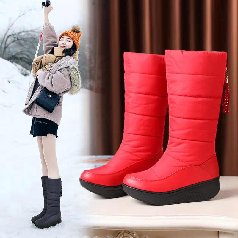

Winter Snow Boots Women's Middle Boots 2019 New Casual Thick Warm WOMEN'S Boots Waterproof yu rong xue Cotton Boots WOMEN'S Shoe