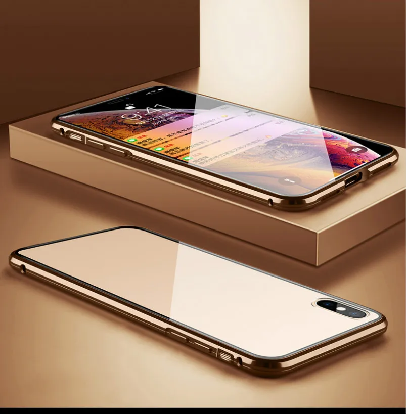 Для huawei P30 Lite Pro mate 20 Lite двухстороннее закаленное стекло анти-открытый w магнитная задняя крышка чехол для Honor 20i Pro - Цвет: Gold