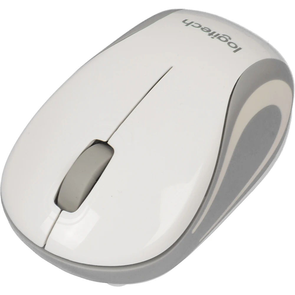Мышь Logitech Mini M187 белый/серый оптическая(1000dpi) беспроводная USB для ноутбука(2but