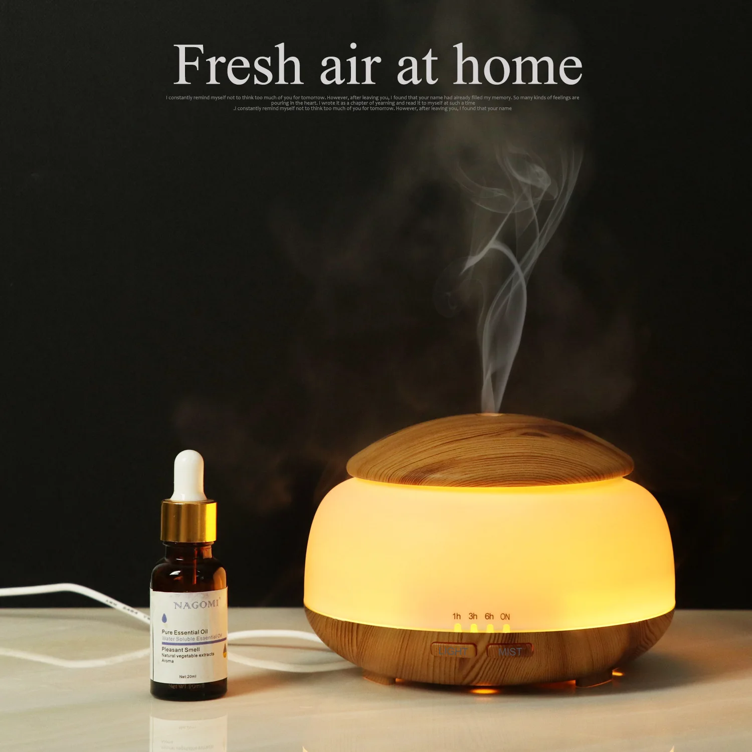 

Non-printed Wood Grain Air Humidifier Night Light Aroma Humidifier Ultrasonic Atomization Household Humidifier Gift