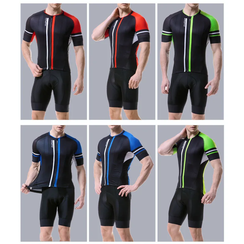 PHMAX Anti-UV Pro Summer Cycling Jersey Set Men MTB Bicycle Cycling Clothing Suit Breathable Racing Bike Bib Clothes Suit