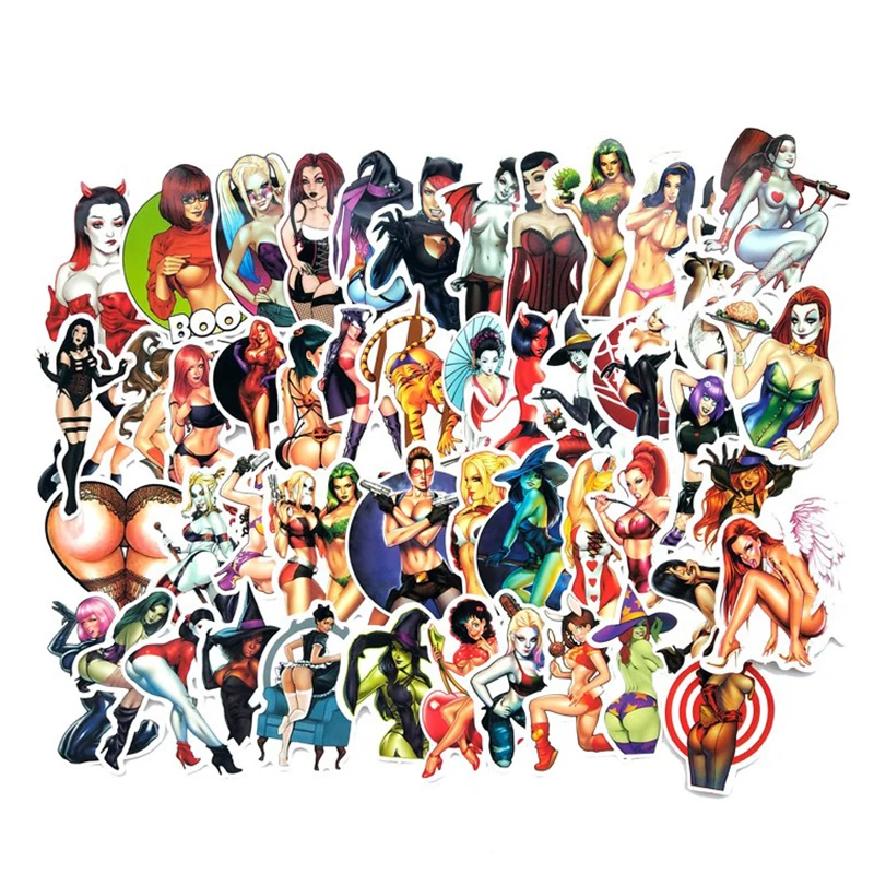50 шт сексуальные девушки ведьмы Дьявол красота девушка стикер ПВХ граффити