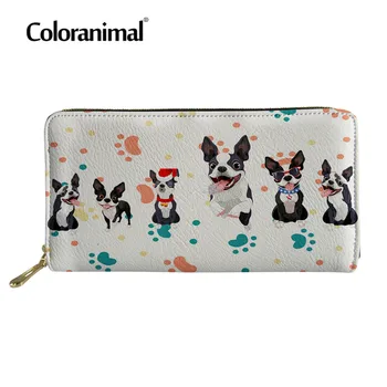 

Coloranimal Cute Ladies Travel Wallet Animal Boston Terrier Design Casual Women Purse Coin Storage Bags for Teen Girls Cluth