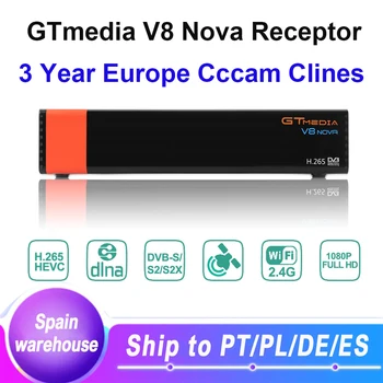 

DVB-S2 HD Gtmedia V8 NOVA lnb Satellite TV Receiver Built-in wifi Freesat V8 with Free Europe Cline for 3 years gt media v8 nova