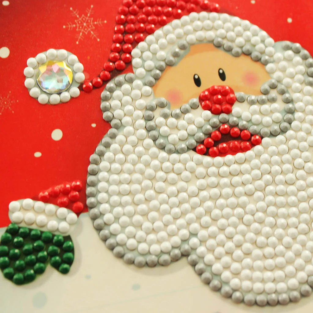  4pc Christmas Card Set Santa Claus Elk Snowman Diamond Painting Diy Holiday Card Wedding Invitation - 4.00021E+12