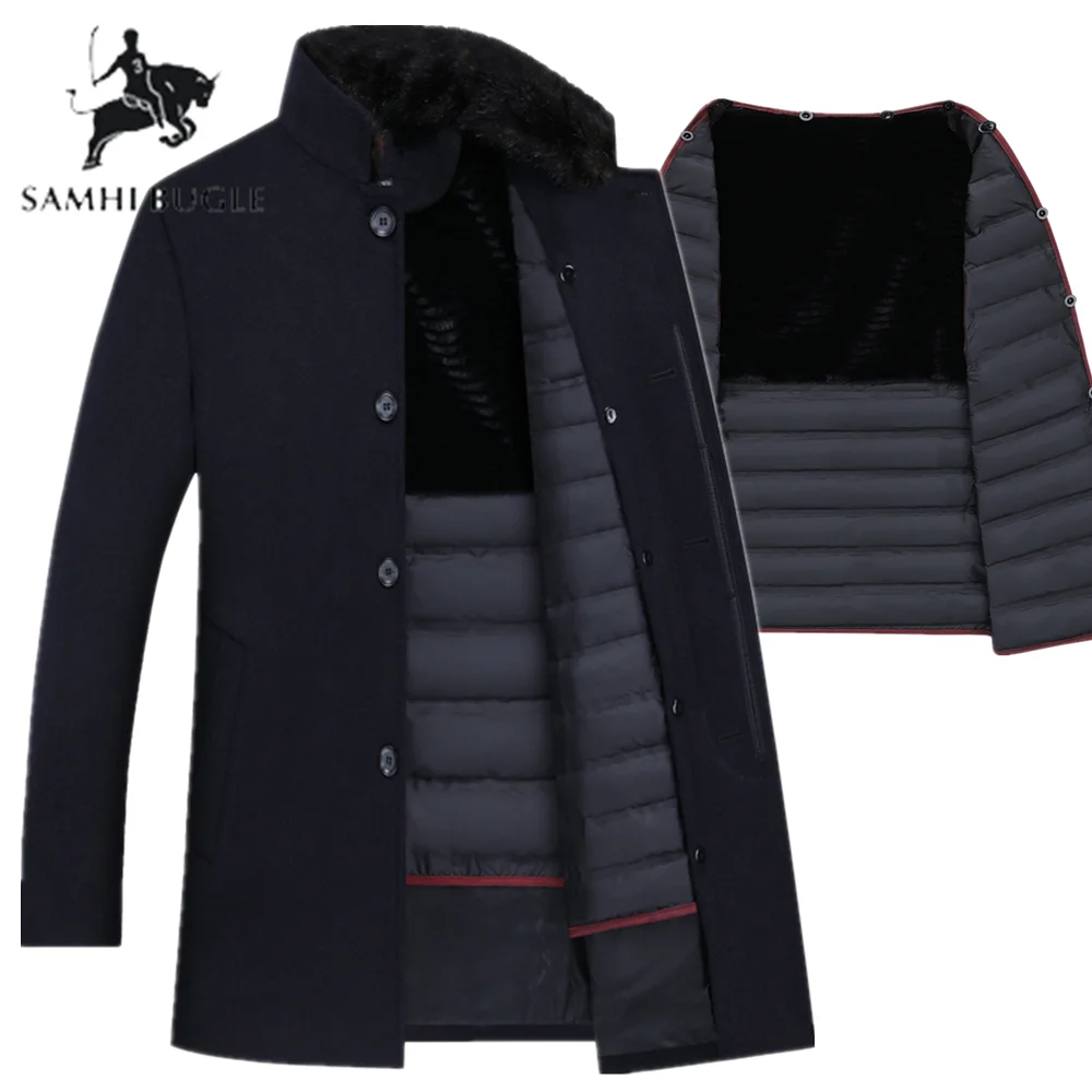 Trench Coat Men Wool Thick Overcoats 90% White Duck Down Mens Single Breasted Coats And Jackets With Adjustable Vest Men's Coat Trench Coat Men Wool Thick Overcoats 90% White Duck Down Mens Single Breasted Coats And Jackets With Adjustable Vest Men's Coat