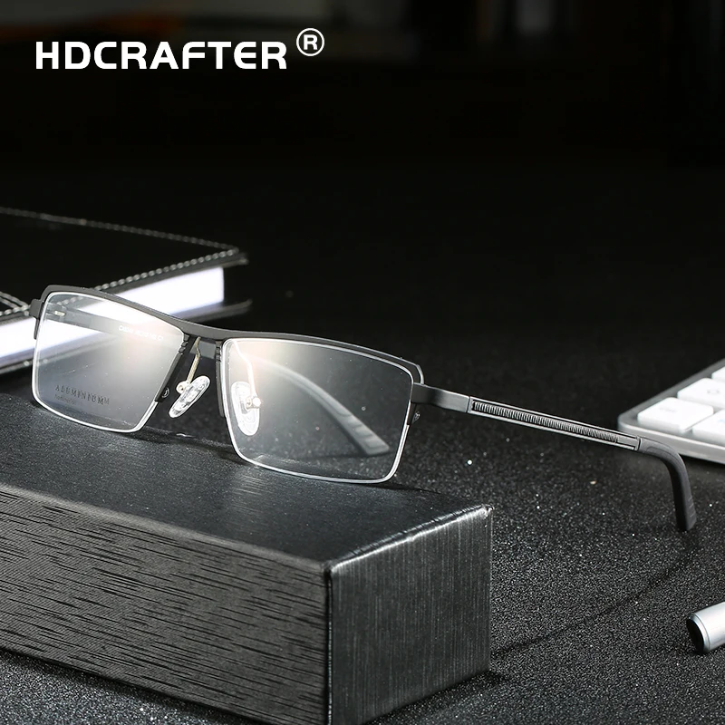 HDCRAFTER очки с оправой из сплава мужские полуоправы по рецепту женские очки Оптическая Оправа очков для близорукости очки