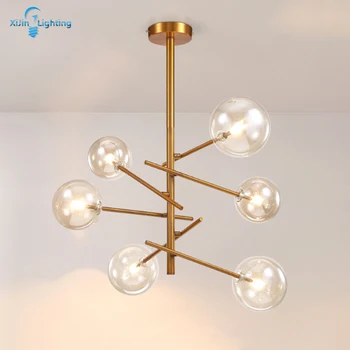 

Modern Designer Clear Glass Ball 6/8 Heads Led Hanging Light Home Fixtures For Living Room Glass Light Chandelier