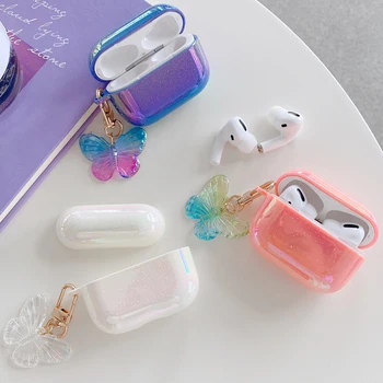 

For Airpods Pro Hot Korea Style Colorful Raindrops Case for Apple Airpods 3 Wireless Earphone Cover with Butterfly Key Rings