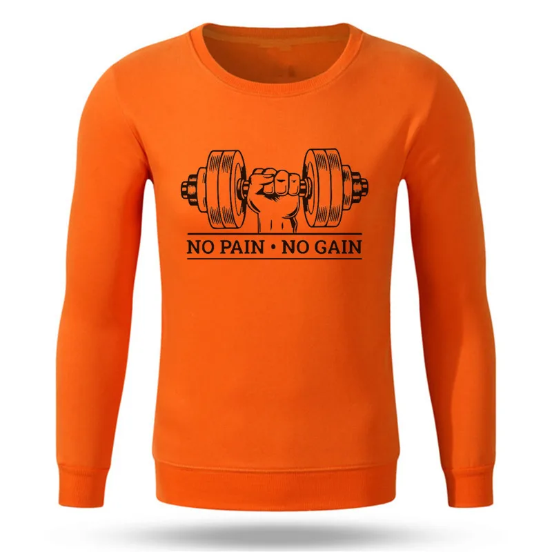 

Gym Workout Print Round Neck Sweatshirt Men Plus Velvet Streetwear Sweatshirts No pain no gain men Hoodie Pullover Mens Hoodies