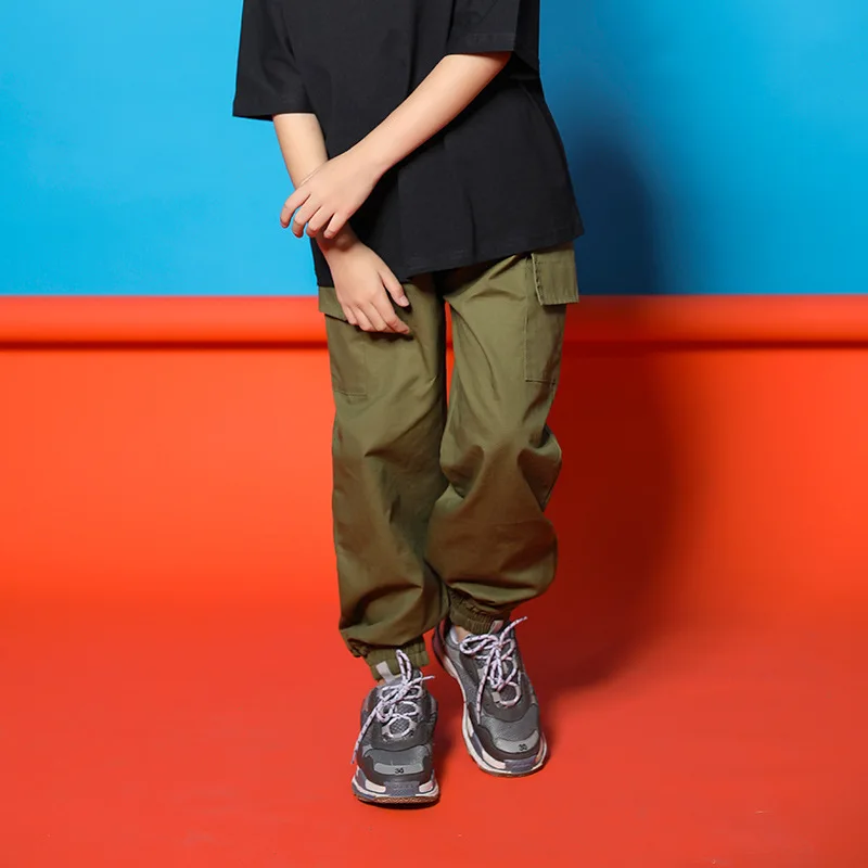 Детская одежда в стиле хип-хоп черный топ, укороченный жилет повседневные штаны для бега для девочек, костюмы для джазовых танцев, одежда для бальных танцев - Цвет: pants