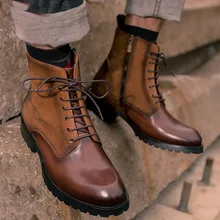 2019 Autumn Martin Boots Men's Fashion Men Boots High Quality Motorcycle Ankle Booties Genuine Leather Lace Up Booties 2019 Autumn Martin Boots Men's Fashion Men Boots High Quality Motorcycle Ankle Booties Genuine Leather Lace Up Booties