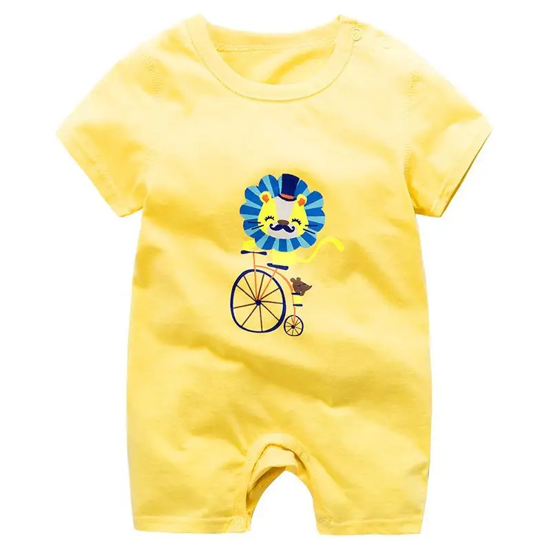 Комбинезон для маленьких девочек; Летний комбинезон для маленьких мальчиков с желтой уткой; хлопковая одежда для новорожденных; Детский костюм; Одежда для новорожденных девочек - Цвет: lion