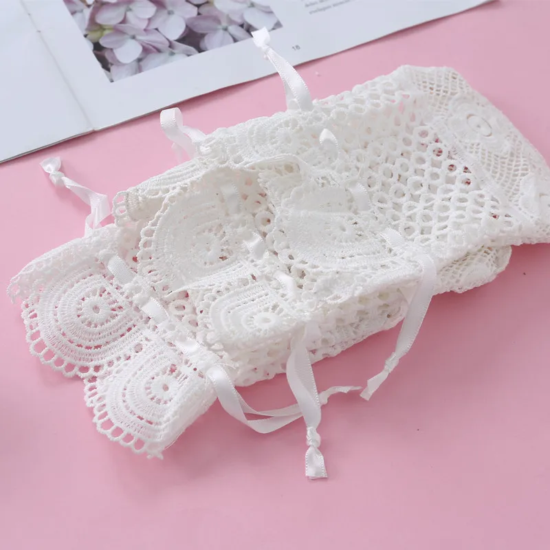 흰색 할로우 레이스 백, 코튼 리넨 쥬얼리 보관 가방, 둥근 바닥 밀크 실크, 크리에이티브 번들 포켓 웨딩, 10x14cm, 6-24pcs