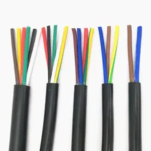 Cabo preto 18awg 0.75mm 2 núcleo 3, 4 núcleos, 5 núcleo 6 núcleo 7 core 8 núcleo 10 núcleo 12 núcleo 16 núcleo 20 fio de sinal de controle