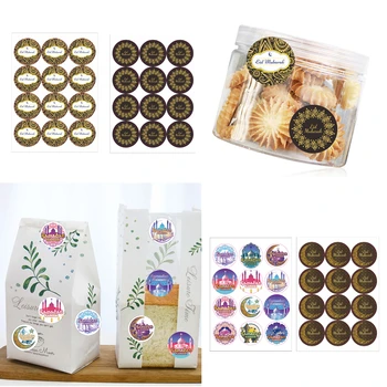 

480pcs Happy Eid Mubarak Decoration Colorful Paper Seal Sticker Ranmadan Kareem Gift Box Label Stickers for Islamic Muslim Party