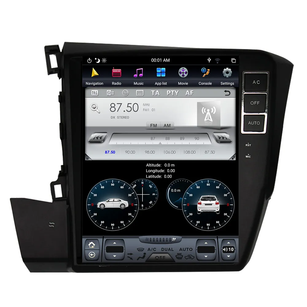 4G 64G PX6 Android 9,0 автомобильный Радио Tesla вертикальный экран для Honda Civic 2012- аудио плеер In-dash Carplay gps навигация