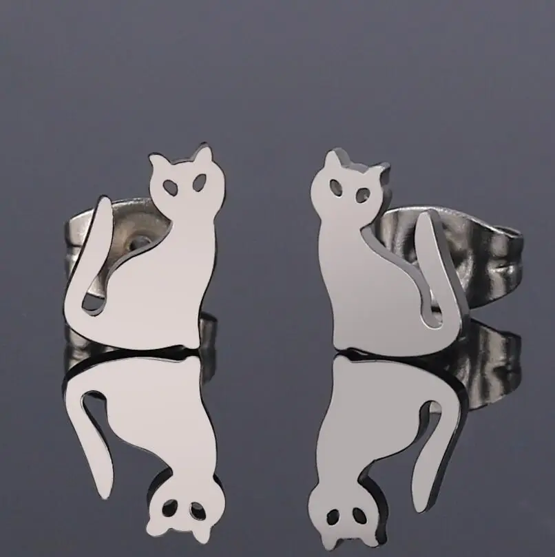 Jisensp NEW Fashion 3 Star Earings Black Stainless Steel Stud Earrings for Women Cute Minimalist Jewelry Earing oorbellen Brinco - Окраска металла: GED036S