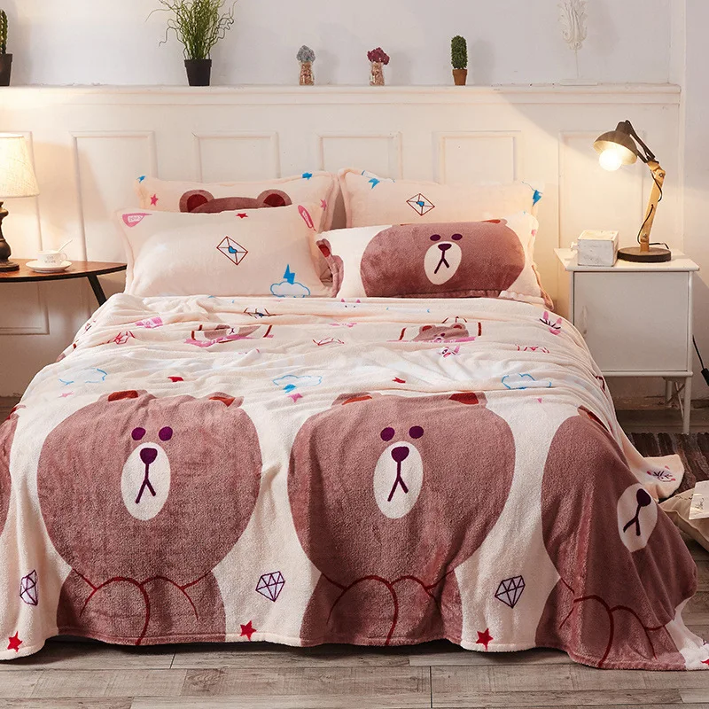 LREA мультфильм толстое Флисовое одеяло постельные принадлежности детские обложки на кровать медведь пледы Покрывало одеяло для дивана без наволочки
