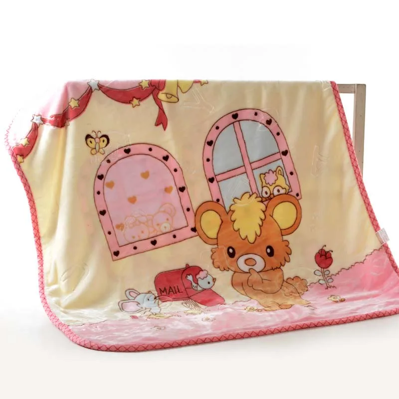 Pink house bear 100*110 см зимняя детская одежда с рисунком из мультфильма одеяла с рисунком Большой утепленные, фланелевые Пеленание младенца утепленный Зимний комбинезон на Обёрточная бумага мягкая новорожденная Одеяло - Цвет: Pink house bear