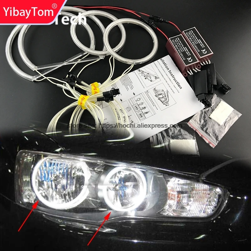 

Комплект YibayTom с отличными глазками ангела CCFL, ультраяркое освещение фар для Mitsubishi Lancer 2008-2015, без проектора