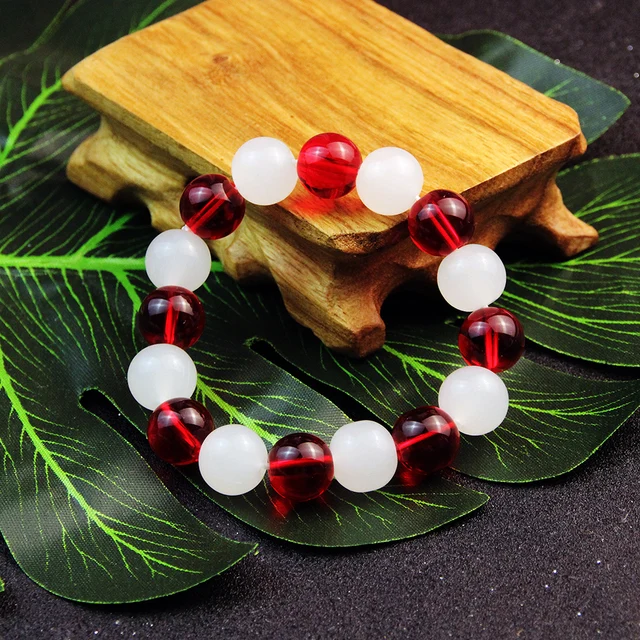 Bracciale Perline Spirale Donna Braccialetto da Polso cristalli rosso
