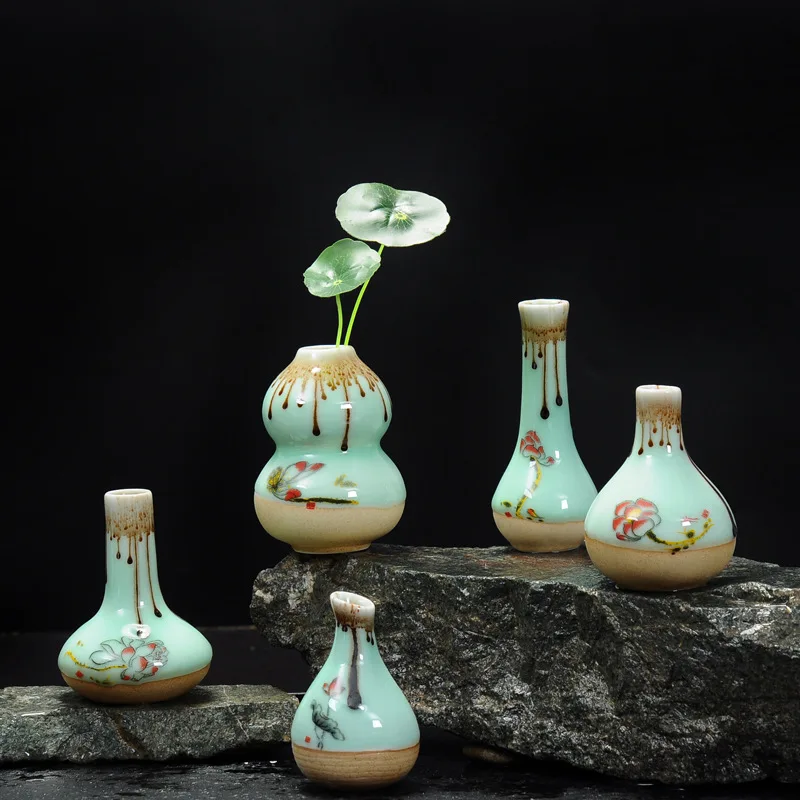 Hand-painted Ceramic Vases Creative Celadon Decorative Flower Inserts Ceramic Crafts Hydroponic Flower Home Decoration
