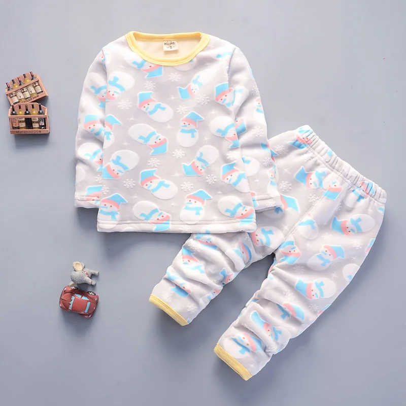 

Men And Women Children Winter Casual Printed Thick Thermal Underwear Infants Pure Cotton Sweater Pajamas