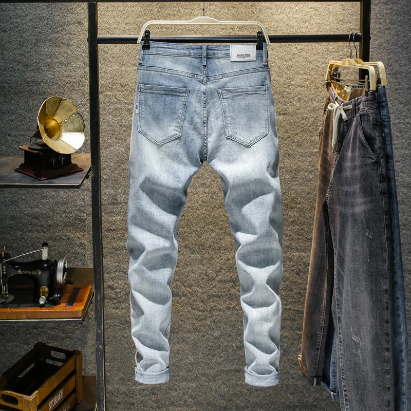 Discount 2020 Men's Stretchy Skinny Biker Jeans  Man Casual Loose Fall Denim Pants Mens  Elastic Waist Harem Pants Men Jogger Clothesgray