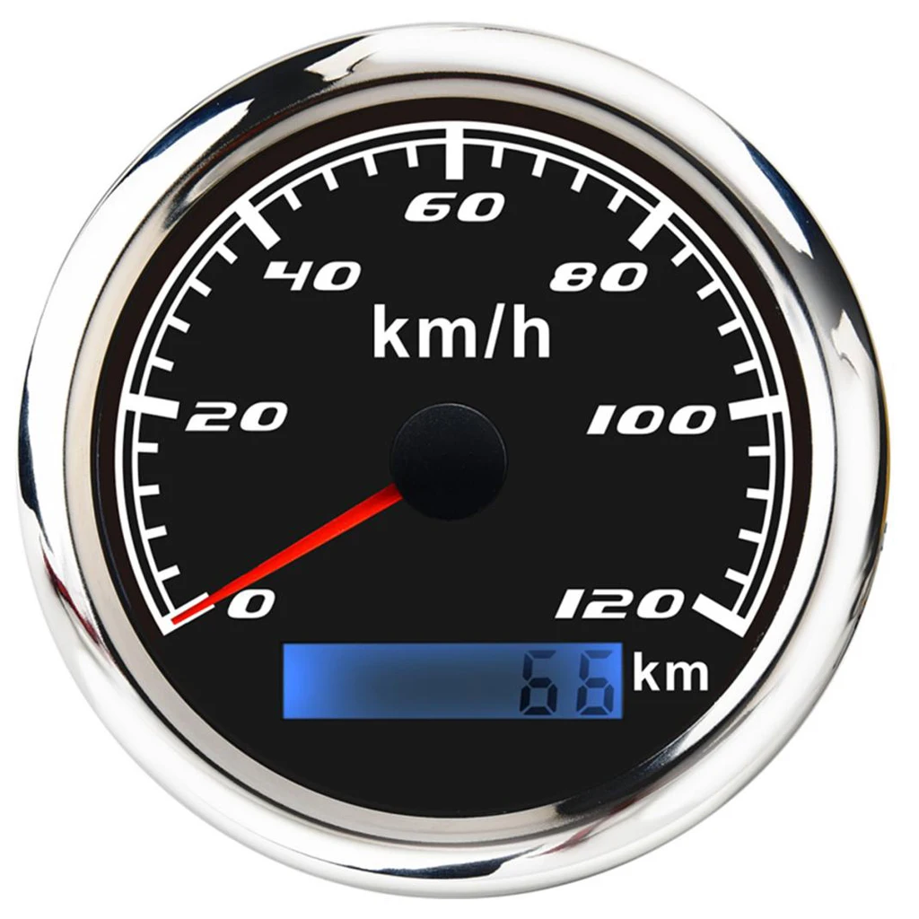 

85mm Speedometer Gauge Pulse Signal 0-120km/h IP67 for Car Yacht Boat Black