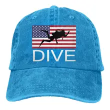 Мужская/Женская Регулируемая ВИНТАЖНАЯ ДЖИНСОВАЯ бейсболка s Dive флаг США-1 Snapback Кепка
