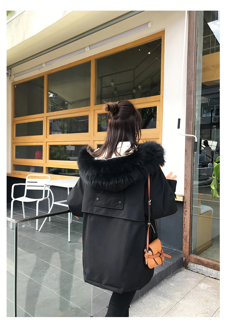 HANZANGL, XL-5XL, толстый мм, 200 фунтов, новинка, зимняя куртка, Женское пальто, парка с карманами, меховой воротник, с капюшоном, размера плюс, одежда