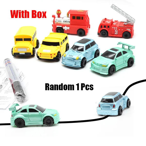 New Magic Pen Inductive Car Truck Follow Any Drawn Black Line Track Mini Toy Engineering Vehicles Educational Toy - Color: B08 with box