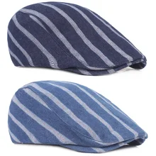 Мужские и женские джинсовые береты, полосатая Кепка s, Повседневная Регулируемая Кепка для гольфа Newsboy