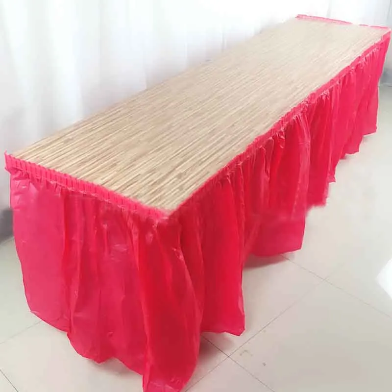 Disposable Table Skirt Plastic Party 70x420cm Table Cover for Birthday Party Wedding Festival Decoration Skirt