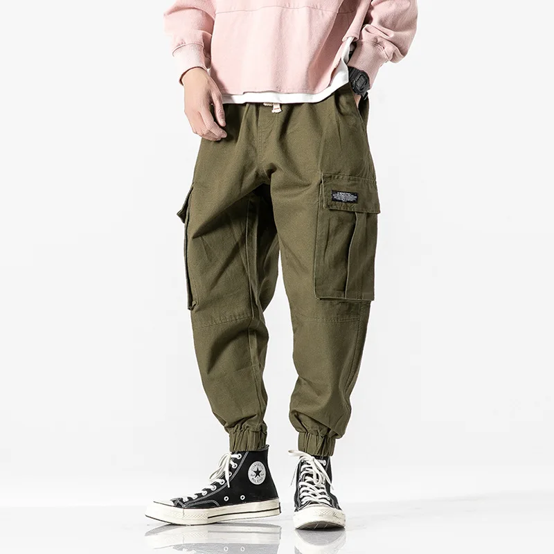 

Wu Navigation Casual Pants Solid Color Straight-leg Pants Popular Brand Loose-Fit Skinny Capri Workwear Pants Men Ankle Banded P
